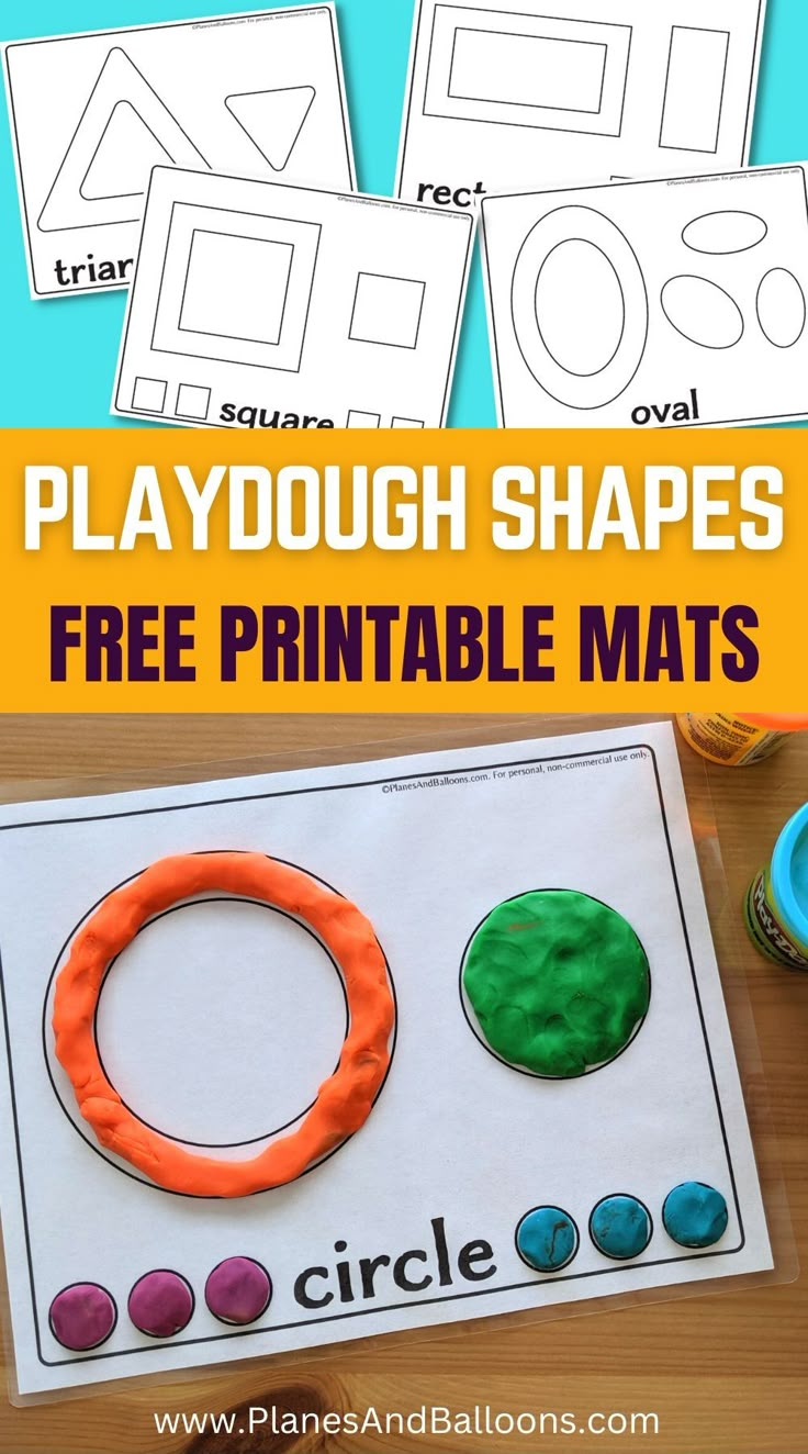 playdough shapes and free printable mats for kids