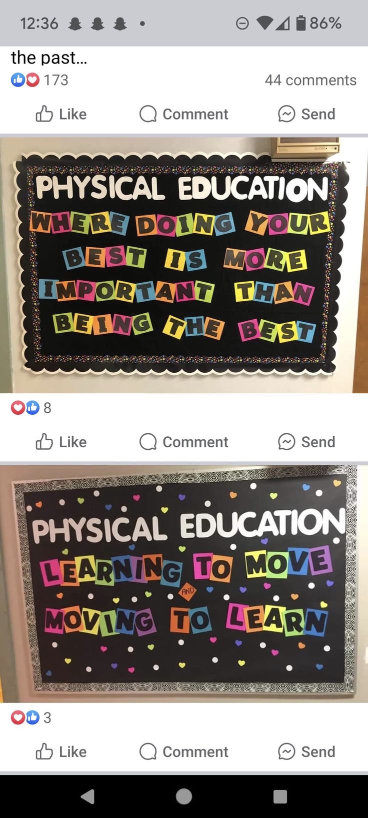 two pictures with different words on them, one is for physical education and the other is for