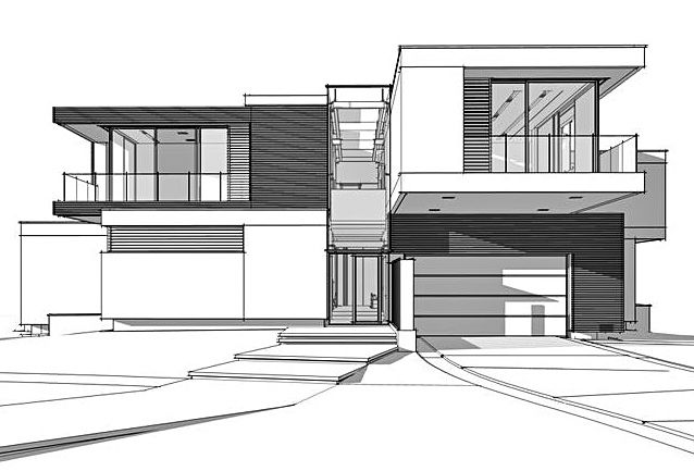 an architectural drawing of a modern house