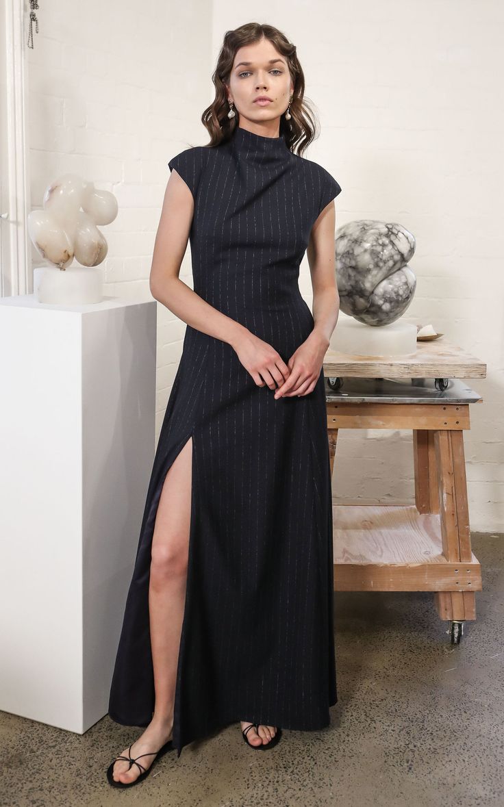 Anna Quan Rhoda Pinstripe Dress Semi Formal Mujer, Anna Quan, Crepe Maxi Dress, Business Professional Outfits, Resort 2020, Pinstripe Dress, Vogue Germany, 2020 Fashion, Australian Fashion