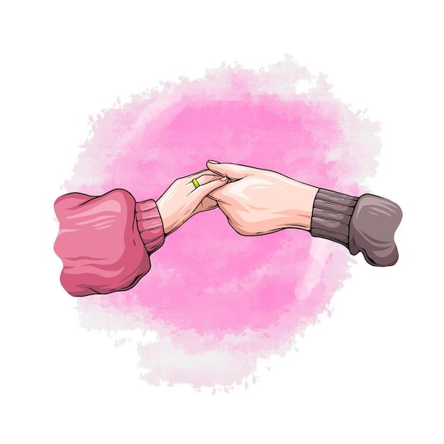 two hands holding each other over a pink background