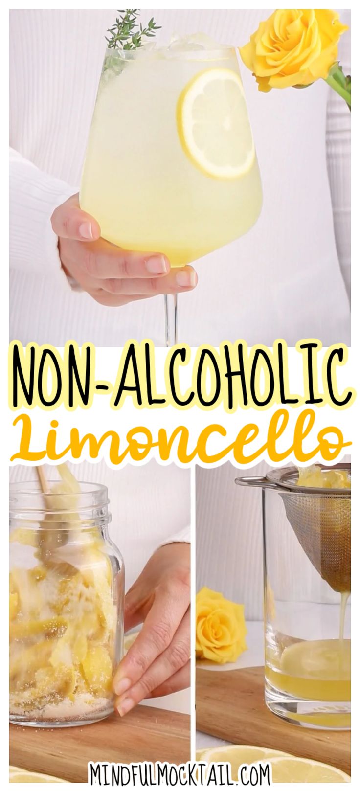 a person holding a glass with lemonade in it and the words non - alcoholic limoo