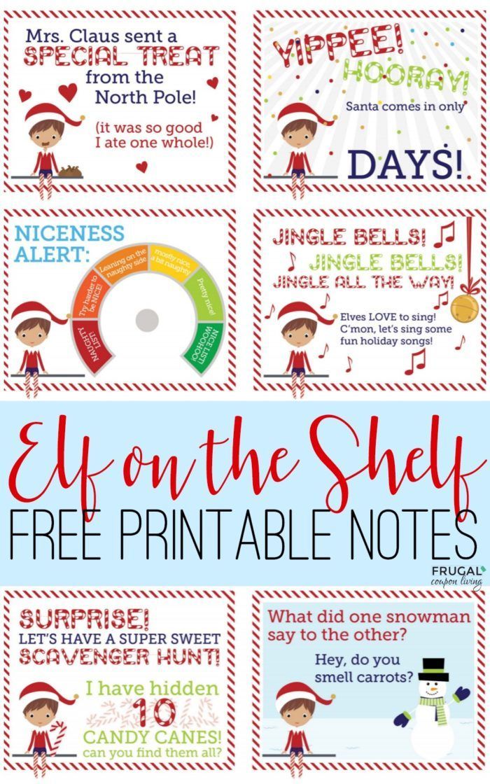 elf on the shelf free printable notes