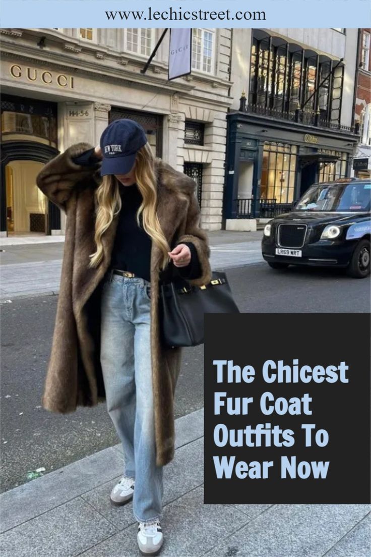 The Chicest Fur Coat Outfits To Wear Now. Plenty of winter outfits that have fur coat and faux fur coat style. Plenty of chic faux fur coats and faux fur jacket for have chic winter fashion. These winter coat outfits are sophisticated and needed to achieve winter coat style with these faux fur coats. #winteroutfits #fauxfurcoat #fauxfurcoats #wintercoatstyle #furcoatstyle Faux Fur Black Coat Outfit, Faux Fur Casual Outfit, Fur Coat Winter Outfit, Faux Fur Jacket Outfit Casual, Casual Fur Coat Outfit, Faux Fur Outfit Ideas, Styling A Fur Coat, Fur Coat And Jeans Outfit, Big Fur Coat Outfit