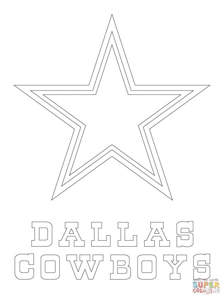 a coloring page with the word dallas cowboys in white and a large star on it