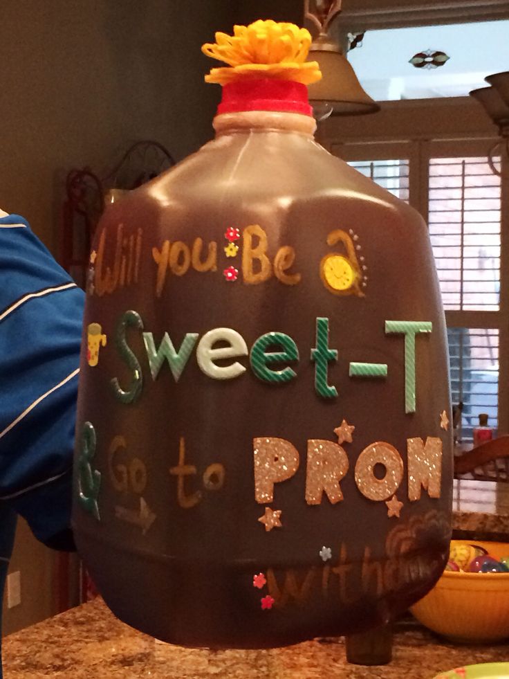 a large chocolate milk jug with writing on it