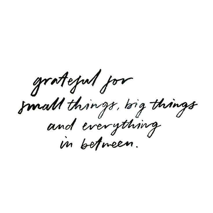 a handwritten quote that reads grateful for small things, big things and everything in between