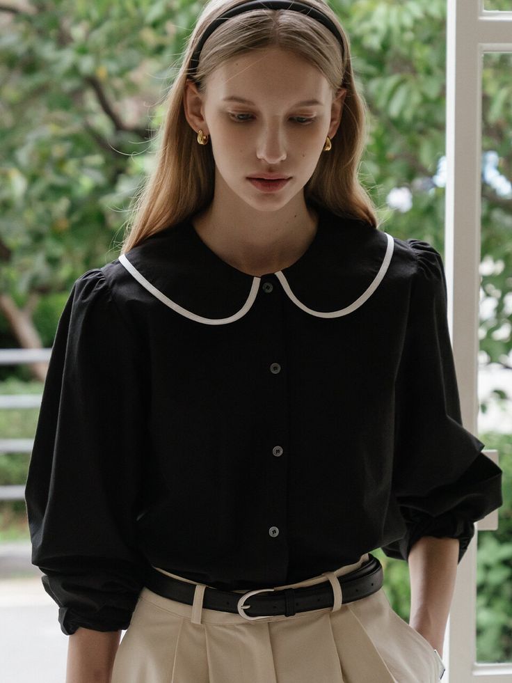 Peter Pan Collar Top Outfit, Collared Tops Women, Peter Pan Collar Shirt Outfit, Cute Collared Shirts, Collared Top Outfit, Peter Pan Collar Outfit, Collar Shirts For Women, Collar Blouse Outfit, Collared Shirt Outfit