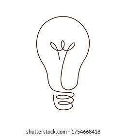 a single line drawing of a light bulb