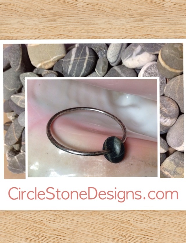 Hand forged silver bangle with Maine beach stone .  CircleStoneDesigns.com Maine Beach, Maine Beaches, Beach Stones, Silver Bangle, Silver Bangles, Hand Forged, Eye Candy, Maine, Bangles