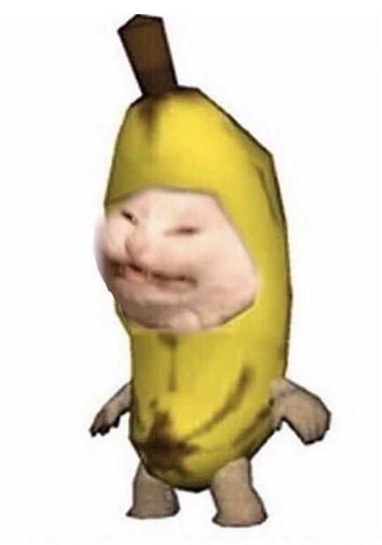 an animated banana with a smiling face on it