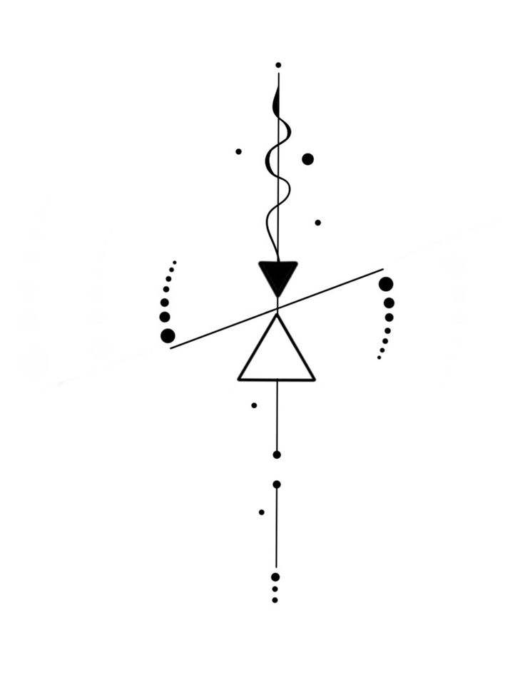 a black and white drawing of an object with dots on it's sides, in the shape of a triangle