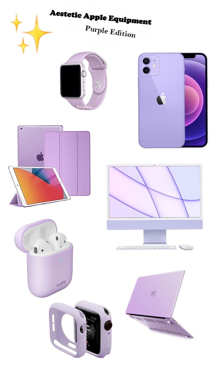 an assortment of apple products displayed on a white background