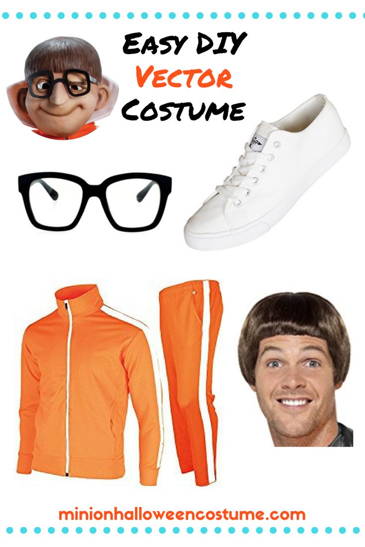 an orange outfit with glasses, headphones and shoes for men to wear on halloween