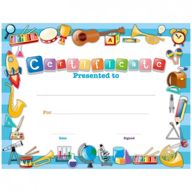 a certificate is shown with musical instruments and music instruments on it, as well as the name