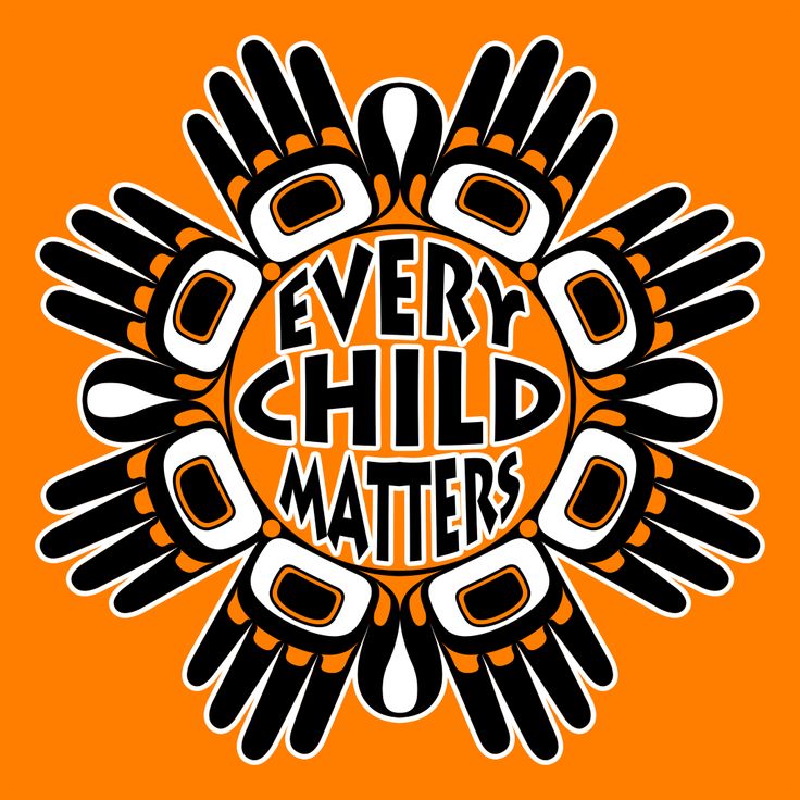 an orange background with black and white lettering that says every child matters on it's center