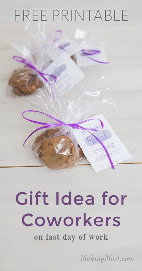 gift idea for coworkers on last day of work with free printable tags