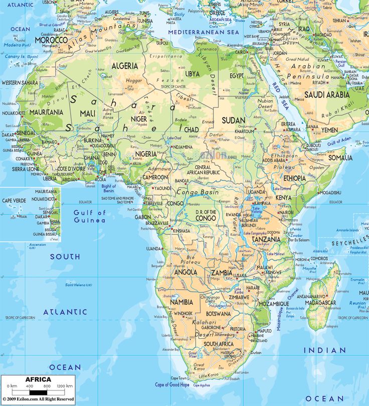 a map of africa with all the major cities