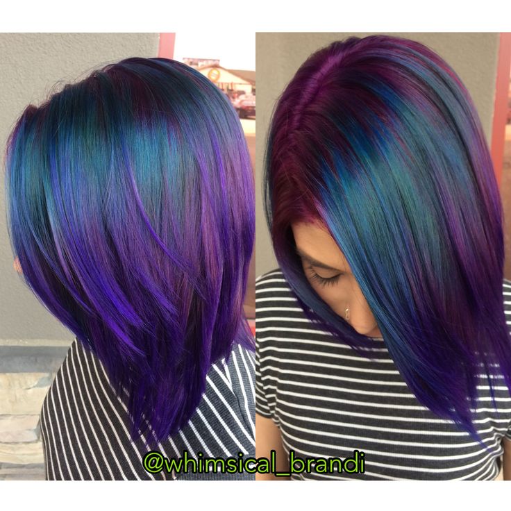 Peacock Hair Color, Purple And Blue Hair, Peacock Hair, Vivid Hair, Galaxy Hair, Vivid Hair Color, Creative Hair Color, Rainbow Hair Color, Teal Hair