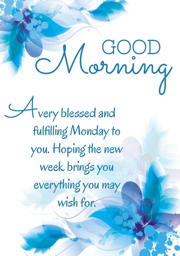 a greeting card with blue flowers and the words good morning