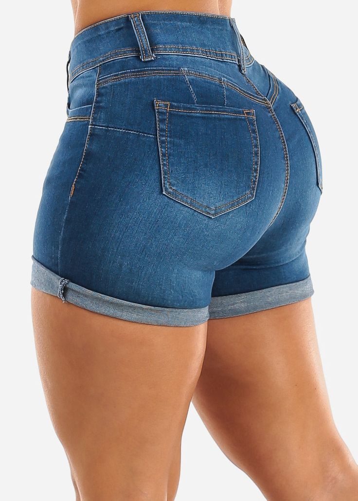 Levantacola Cuffed Denim Shorts Indigo Casual Mid-rise Bottoms With Rolled Hem In Medium Wash, Blue Denim Bottoms With Rolled Hem, Stretch Mid-rise Bottoms With Rolled Hem, Fitted Denim Blue Jeans With Built-in Shorts, Mid-rise Medium Wash Bottoms With Rolled Hem, Medium Wash Mid-rise Bottoms With Rolled Hem, Mid-rise Denim Blue Bottoms With Rolled Hem, Fitted Jeans With Built-in Shorts In Denim Blue, Stretch Dark Wash Jeans With Built-in Shorts