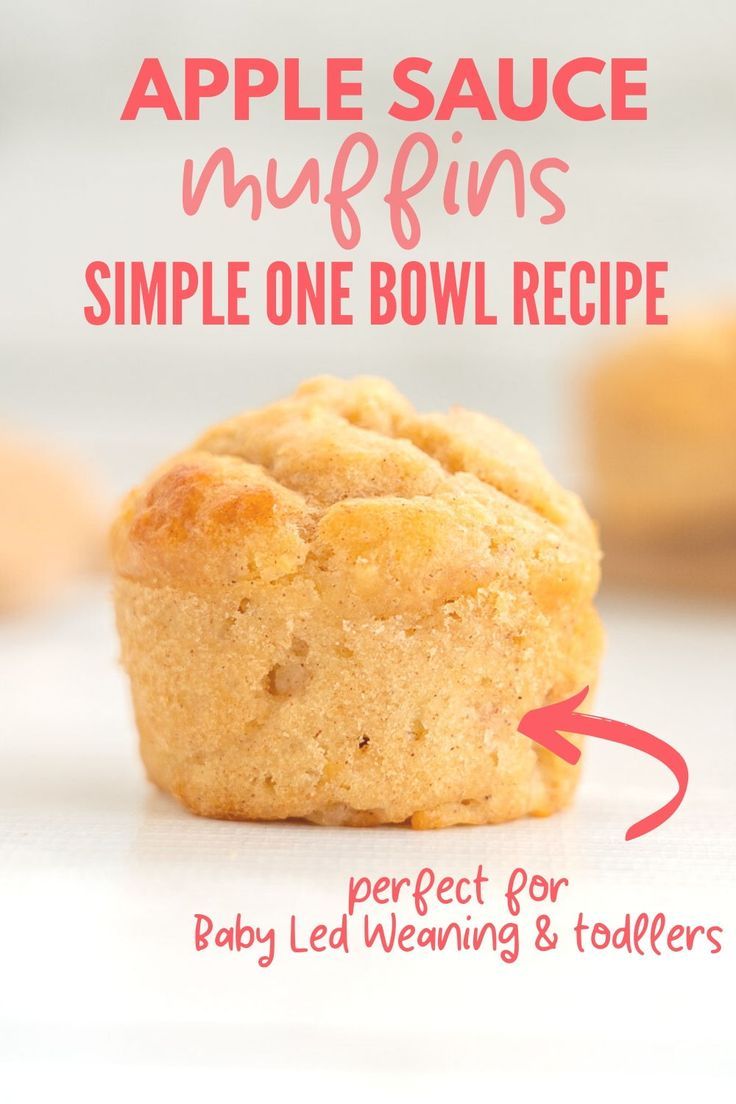 an apple sauce muffins recipe is shown with the title text above it that reads, simple one bowl recipe for baby led viewing & toddlers