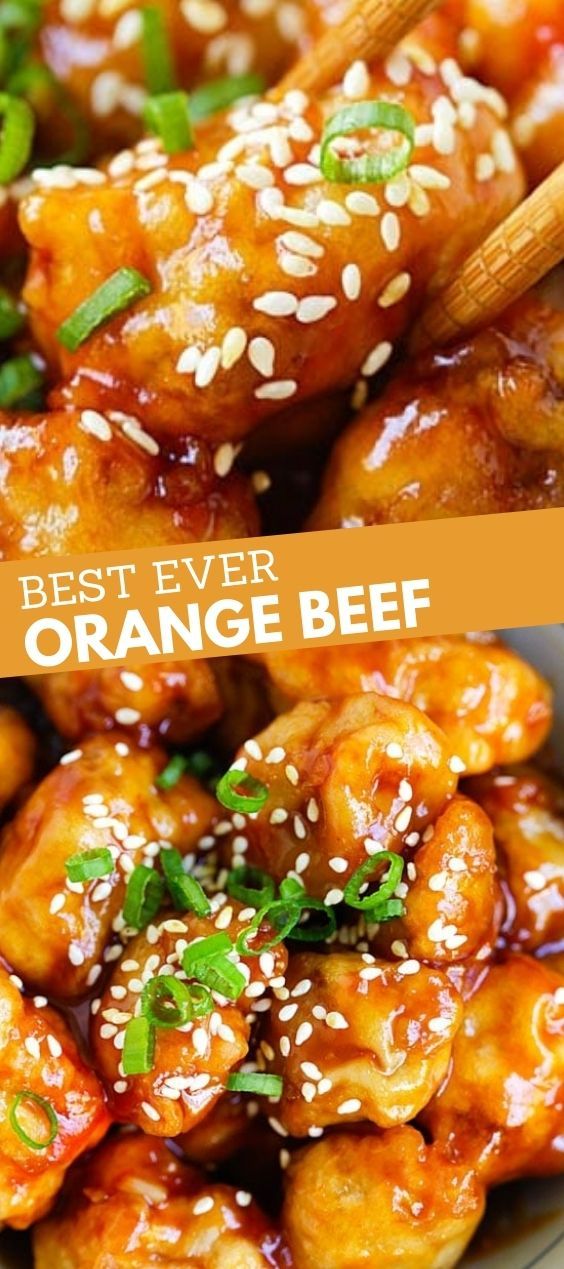 the best ever orange beef is served with sesame seeds