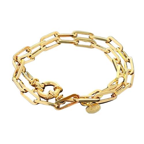 Oval Double Wrap Bracelet Gold | Last Call Sale — Lola & Company Gold Link Jewelry With Clasp For Gift, Gold Wrap Bracelet For Layering, Gold Link Jewelry For Gifts, Everyday Jewelry With Gold Clasp And Rectangular Links, Everyday Jewelry With Rectangular Links And Gold Clasp, Tarnish Resistant Gold Double Band Jewelry, Tarnish-resistant Gold Double Band Jewelry, Gold Tarnish-resistant Double Band Jewelry, Luxury Oval Link Jewelry With Gold Clasp