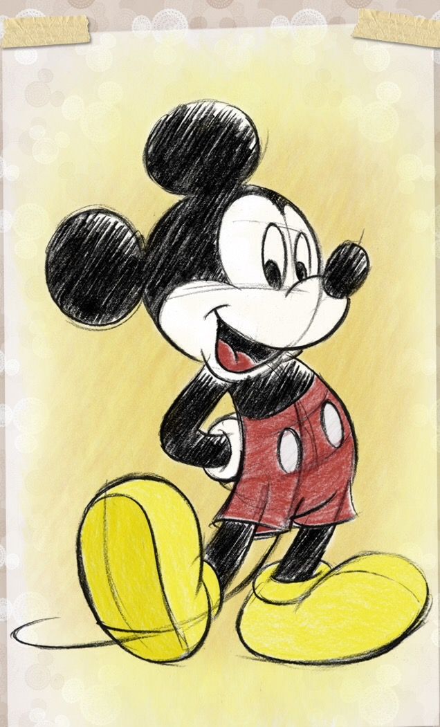 a drawing of a mickey mouse holding a tennis ball