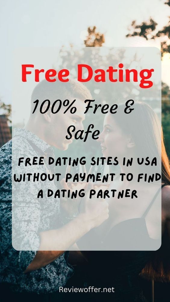 a man and woman embracing each other with the text free dating 100 % free & safe