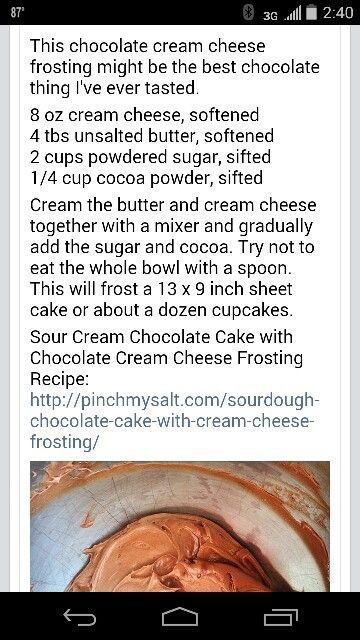 the recipe for chocolate cream cheesecake is shown in this screenshoter screen shot