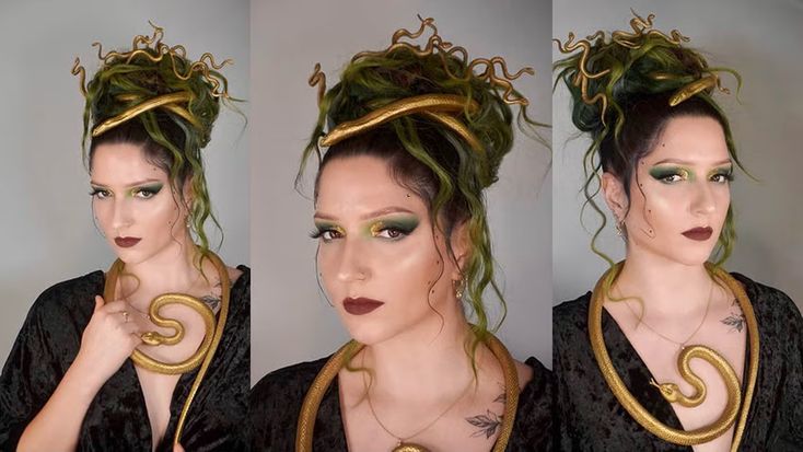 Medusa Hair Ideas, Medusa Hair Diy, Diy Medusa Costume, Medusa Wig, Diy Medusa, Horror High, Medusa Halloween Costume, Medusa Headpiece, Medusa Makeup