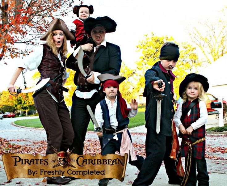 a group of people dressed up in pirate costumes