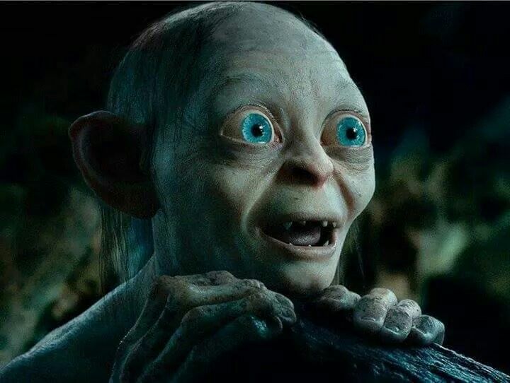 an image of a troll with the caption that says, my expression when i saw the first hobbit trailer