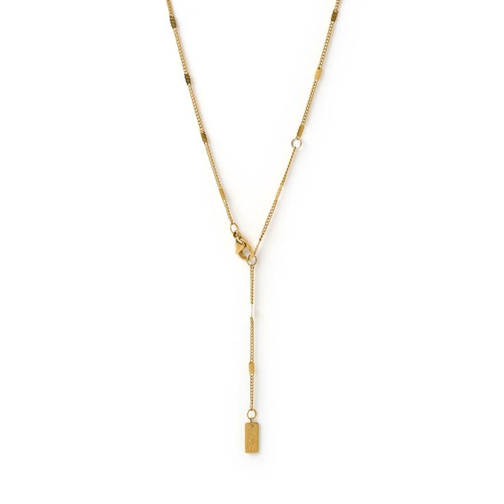 A truely elegant chain with a classy sense of style, our Willa Necklace is perfect for everyday sophistication! With 3 different length from a choker style to a long chain, Willa is designed to be stacked with any other gold or textured pieces to create the layering style of your dreams! 14k Gold (1 micron plating)  Stainless Steel Base  E-coating for a premium finish  Lead & Nickel Free  Tarnish-Free  Water Resistant Minimalist Snake Chain Layered Necklace, Timeless Charm Necklace With Adjustable Chain For Everyday, Chic Metal Lariat Necklace With Adjustable Chain, Everyday Rectangular Pendant Necklace With Delicate Chain, Elegant Charm Necklace With Delicate Chain For Everyday, Everyday Necklace With Delicate Chain And Rectangular Pendant, Adjustable Metal Chain Jewelry For Layering, Gold Chain Necklace With Rectangular Pendant, Elegant Gold Chain Necklace With Rectangular Pendant