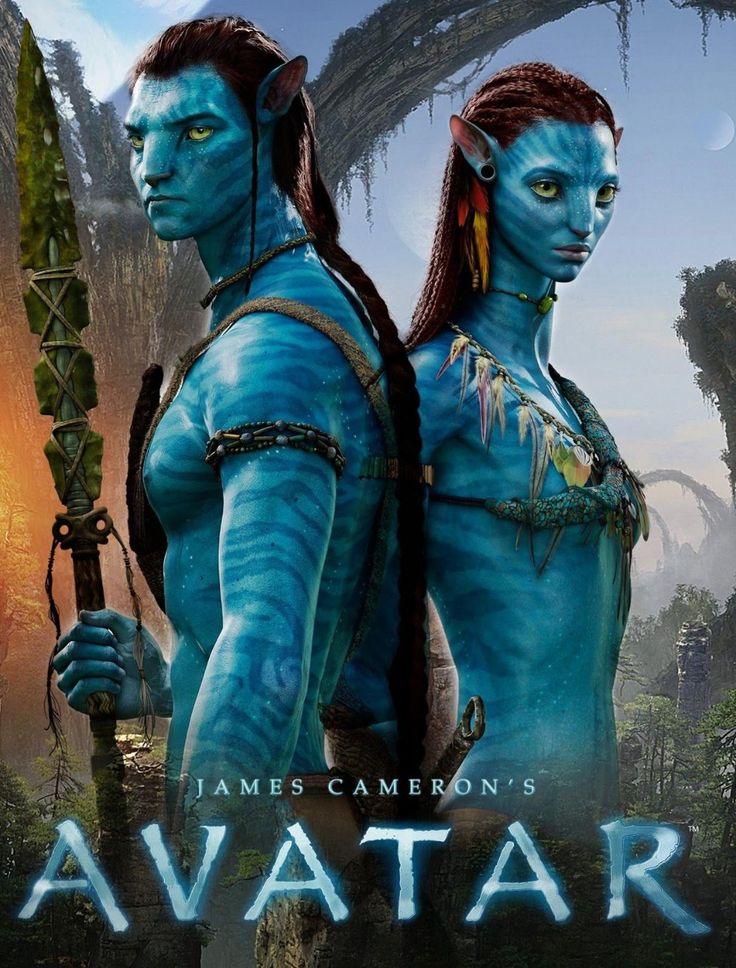 avatar movie poster with two men in blue costumes