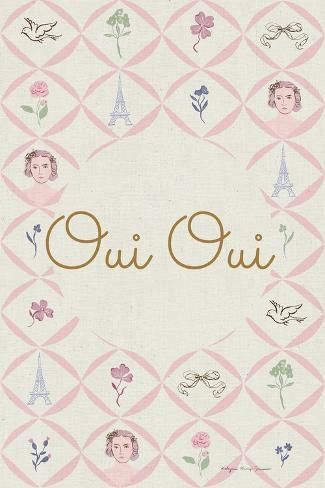 the cover of oui oui, with pink and gold trimmings on it