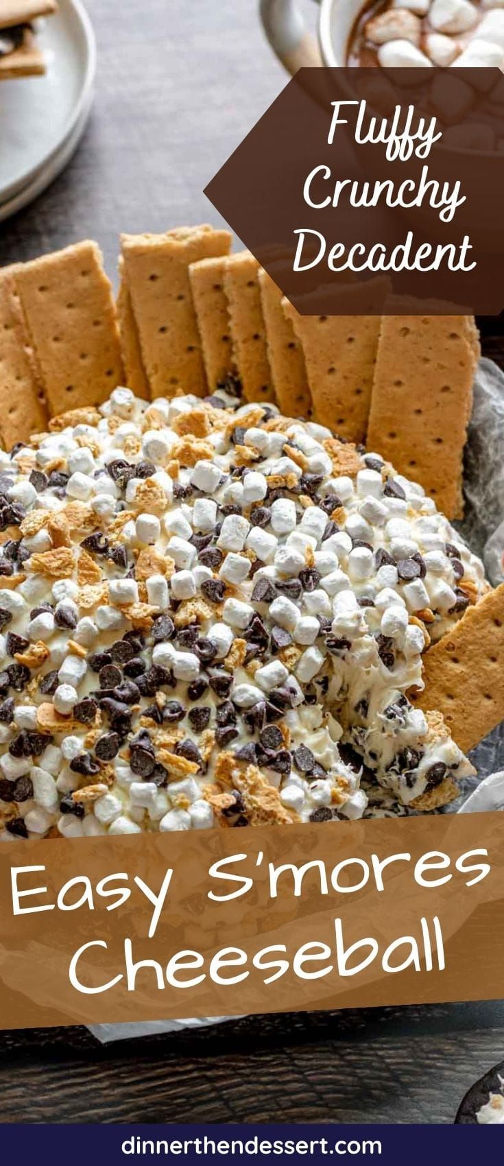 an easy s'mores cheeseball recipe with graham crackers