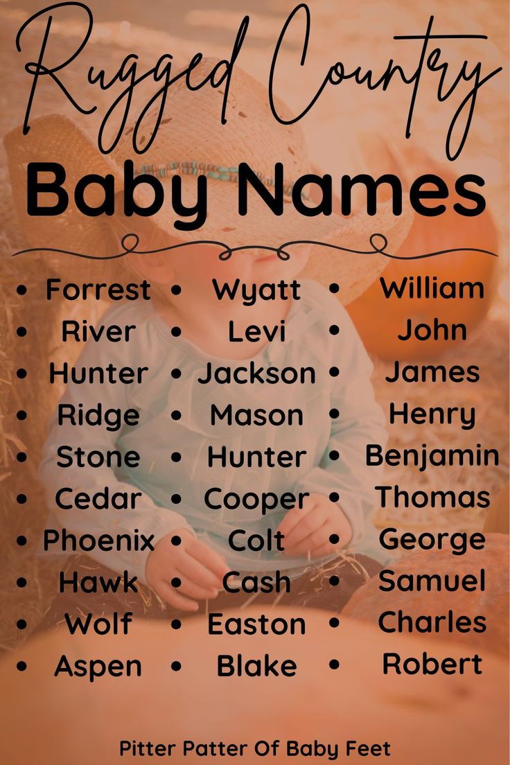 a baby names poster with an image of a cowboy hat on it's head