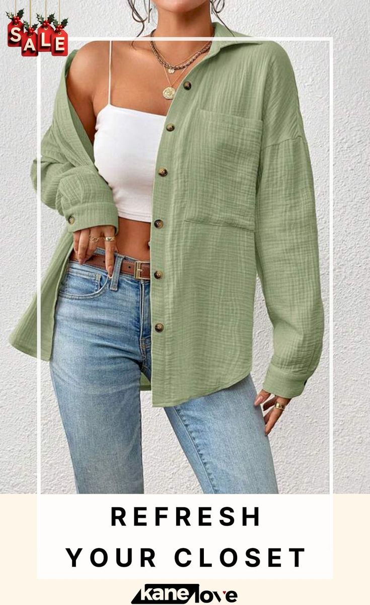 Textured Drop Shoulder Shirt Jacket Khaki Long Sleeve Casual Outerwear, Casual Long Sleeve Khaki Outerwear, Casual Khaki Long Sleeve Outerwear, Casual Outerwear With Buttons And Casual Collar, Collared Tops With Buttoned Pockets For Winter, Winter Tops With Buttoned Pockets And Relaxed Fit, Casual Khaki Long Sleeve Shacket, Khaki Long Sleeve Shirt For Winter, Casual Long Sleeve Tops With Buttoned Pockets