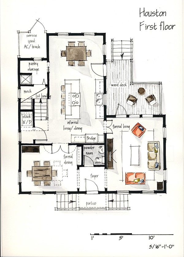 a drawing of a floor plan for a house