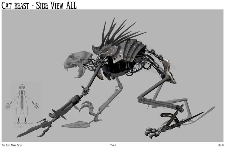 an animal skeleton is shown with many different tools in it's body and legs