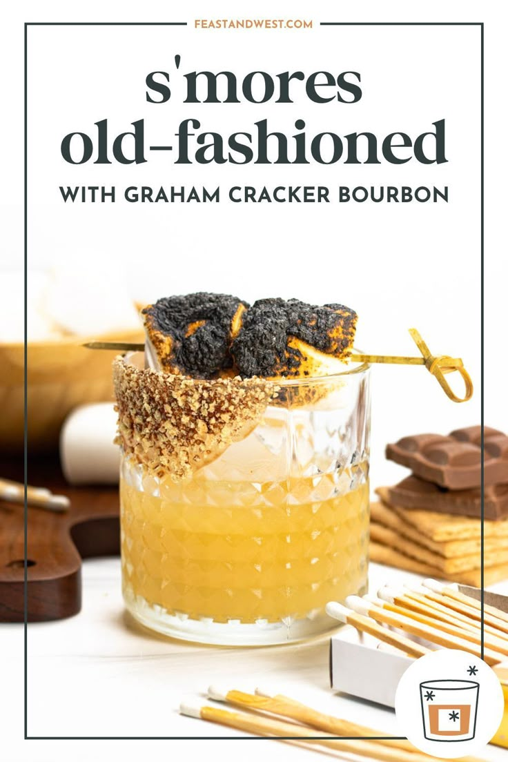 an old fashioned cocktail with graham cracker bourbon