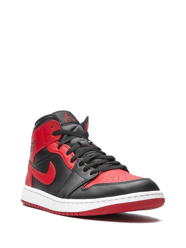 Shop Jordan Air Jordan 1 Mid sneakers with Express Delivery - FARFETCH Jordan Air 1 Mid, White Forces, Red Jordans, Mid Sneakers, White Nike Shoes, Men's Outfits, Jordan Air, White Nike, Air Jordan 1 Mid