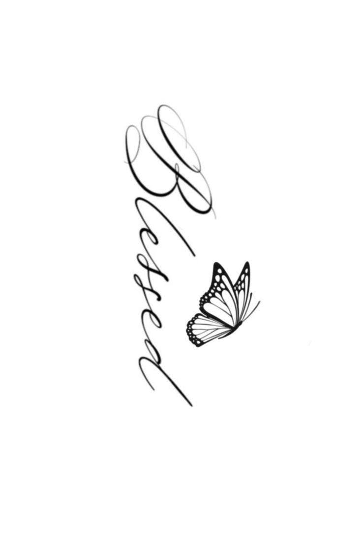 a black and white drawing of a butterfly with the word hope written in cursive writing