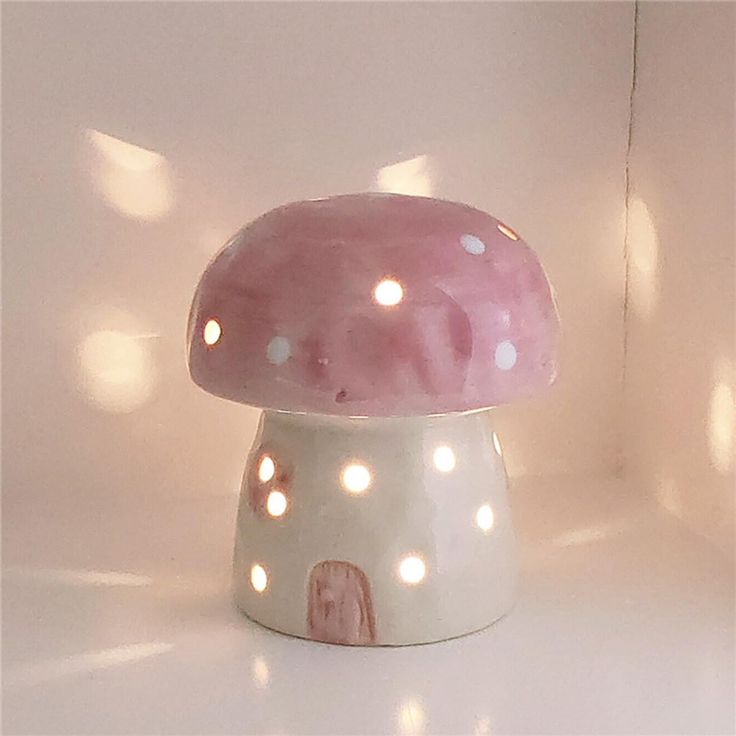 Small Bedside Table Lamps, Lamp Nursery, Lamp Cute, Nightstand Desk, Unique Nightstand, Ceramic Mushroom, Cottagecore Gifts, Cute Night Lights, Small Bedside