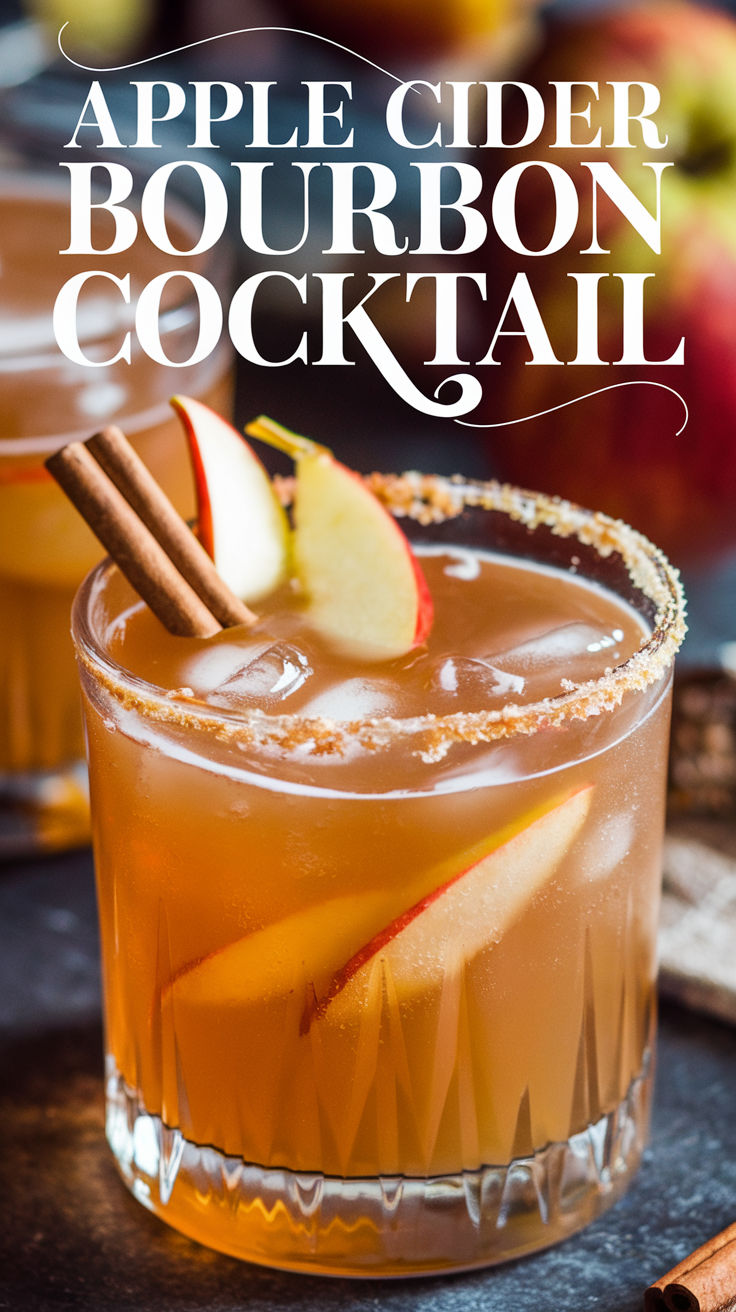 Apple cider bourbon cocktail in a glass garnished with cinnamon and apple slices, a perfect blend of spiced bourbon apple cider flavors. Enjoy this cozy apple cider whiskey smash, an ideal fall drink recipe and holiday classic. Apple Pie Bourbon, Cider Old Fashioned, Apple Cider Bourbon Cocktail, Cider Bourbon Cocktail, Apple Cider Bourbon, Apple Cider Whiskey, Cider Cocktail Recipes, Bourbon Cider, Bourbon Apple Cider