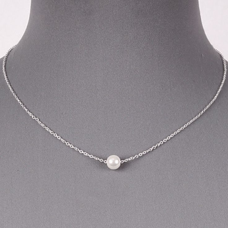 Single Pearl Necklace On Silver Chain - @seasprayjewelry Shop Single Pearl Necklace On Silver Chain at SeaSpray Jewelry today. Read customer reviews, discover product details and more. #seasprayjewelry #necklace #necklaces #jewelry #jewelrylovers #jewelrydesign #jewelrygram #necklacefashion #instafashion #jewels #instastyle #necklacelove #jewelrylove #instajewelry #giftforher #necklacelover #fashionista #style #instajewels #fashion Pearl And Silver Necklace, Pearl Necklace Silver Chain, Minimalist Jewelry Silver, Silver Necklace Simple, Single Pearl Necklace, Single Pearl, Costume Fashion, Silver Pearl Necklace, Pearl Necklaces