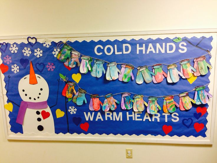 a bulletin board with cold hands and warm hearts