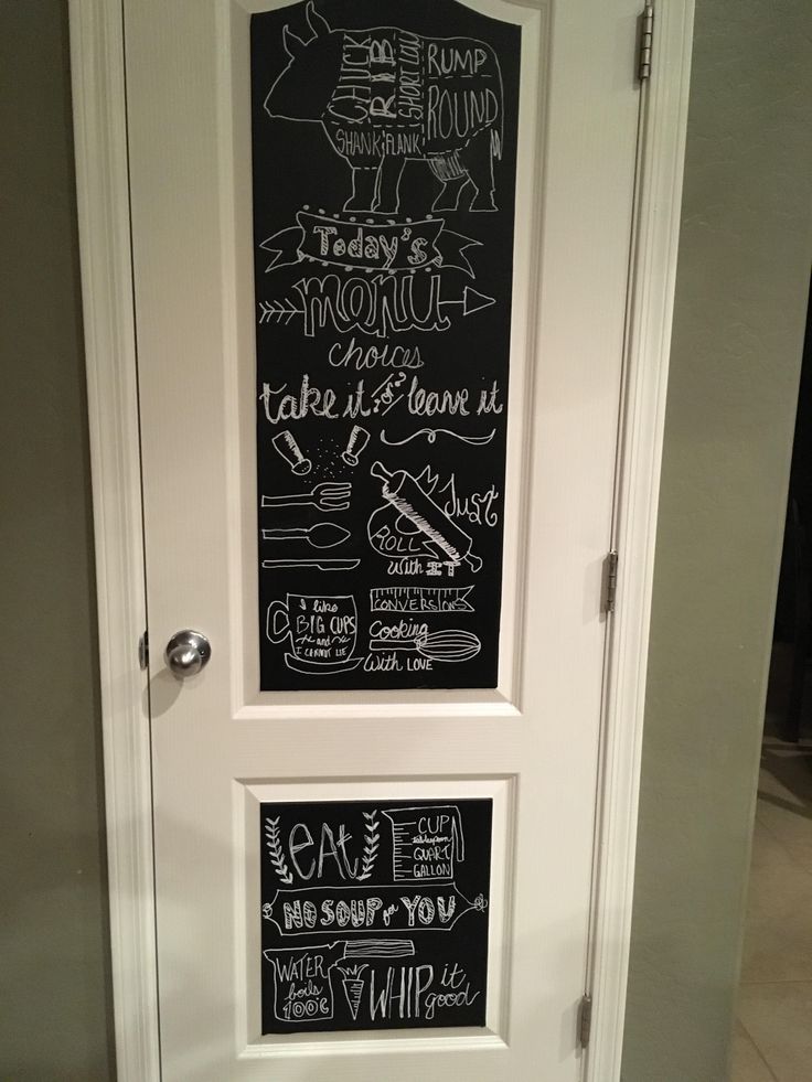 a door with chalk writing on it